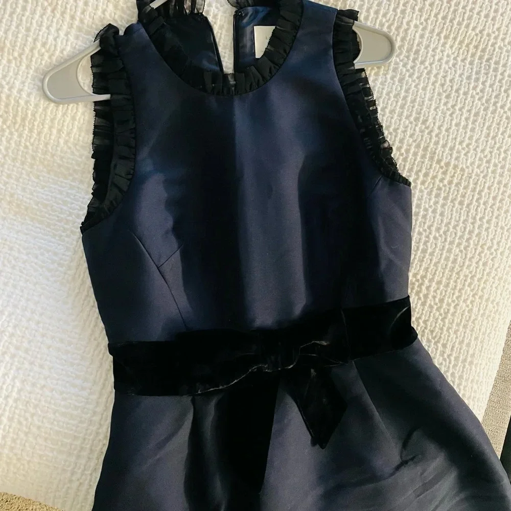 Kate spade velvet bow fit & flare navy dress